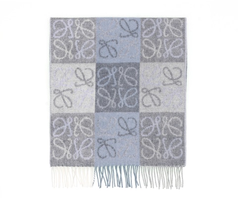 LOEWE Knitted Warm Wool Scarf Unisex Blue - Couple Style F810487X17 0010967651 Shop LOEWE Knitted Warm Wool Scarf Unisex Blue - Couple Style F810487X17 0010967651