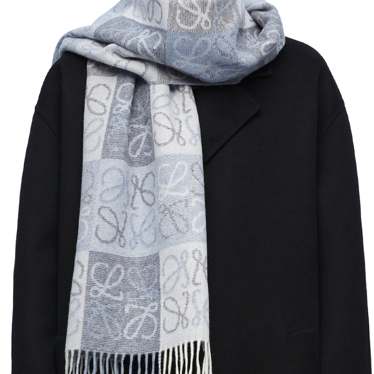 Purchase LOEWE Knitted Warm Wool Scarf Unisex Blue - Couple Style F810487X17 0010967651