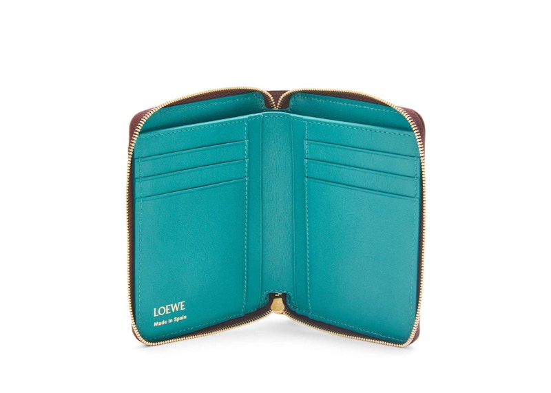 LOEWE Knot Compact Zip Wallet in Shiny Nappa Calfskin Burgundy/Emerald 圖 3