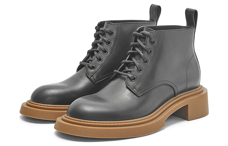 Lookbook LOEWE Leather Ankle Boots 'Black Lace-Up Chunky Heel' M816285X69-1100