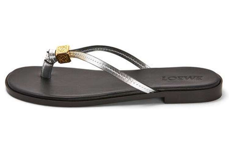 LOEWE Leather Dice Slides 'Silver'