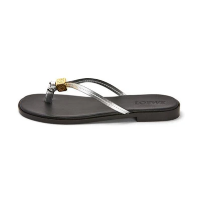 LOEWE Leather Dice Slides 'Silver'