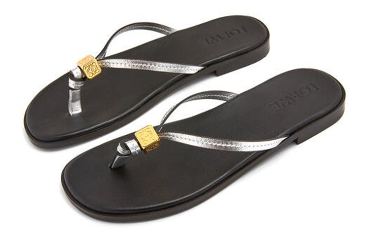 LOEWE Leather Dice Slides 'Silver' 圖 3