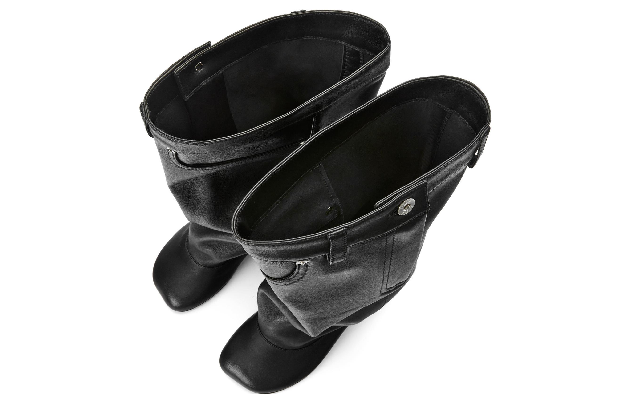 LOEWE Leather High-Top Slip-On Boots 'Black' 圖 4