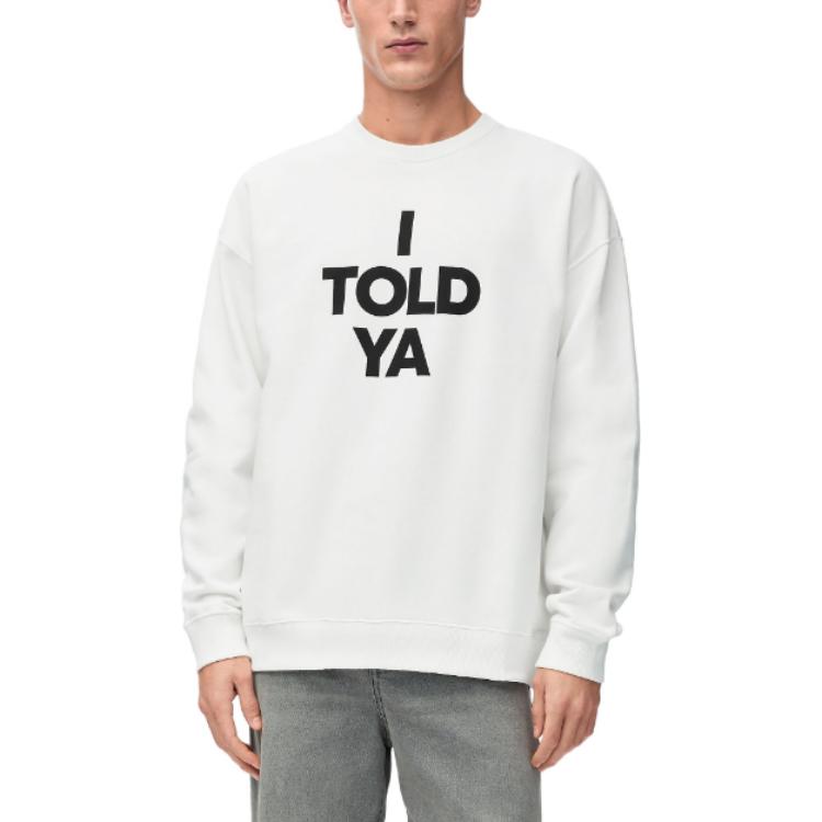 LOEWE Letter Print Crewneck Sweatshirt Unisex White Long Sleeve Pullover H526Y24X35-2100