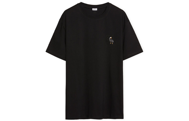 Order LOEWE 刺繡標誌黑色圓領T恤 H526Y22XAP-1100