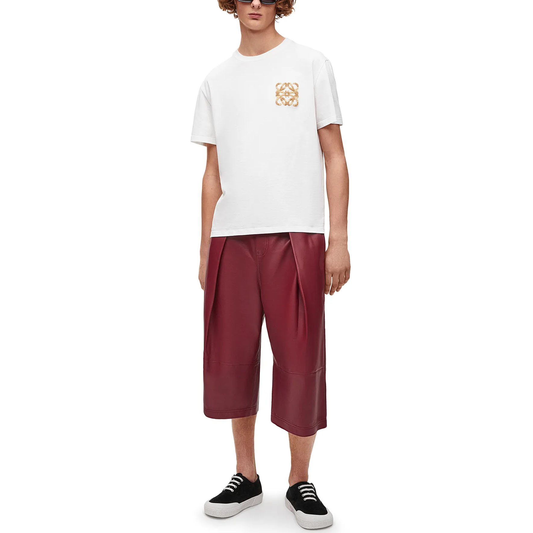 Shop LOEWE Baju-T Crewneck Bersulam Logo Oversized SS24 Putih. H616Y22X67-2100