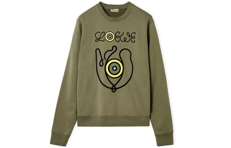 LOEWE Logo Embroidered Pullover Sweatshirt Army Green H664341X66-4640