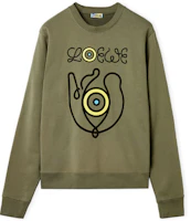 LOEWE Logo Embroidered Pullover Sweatshirt Army Green H664341X66-4640 LOEWE Logo Embroidered Pullover Sweatshirt Army Green H664341X66-4640