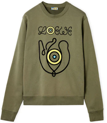 LOEWE 刺繡標誌軍綠色套頭衛衣 H664341X66-4640 Buy LOEWE 刺繡標誌軍綠色套頭衛衣 H664341X66-4640