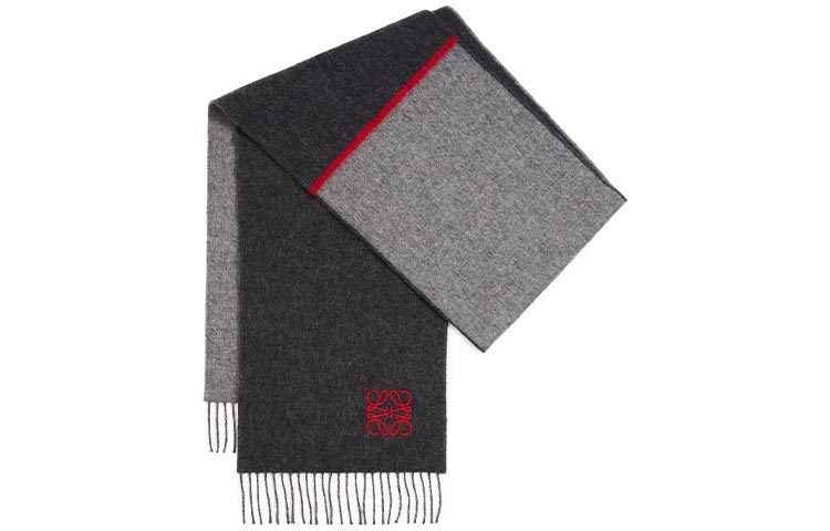 LOEWE Logo Embroidered Scarf Grey F810487X01
