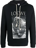 LOEWE Logo Mask Print Black Hoodie Casual Sweatshirt H6109730PC-1100 LOEWE Logo Mask Print Black Hoodie Casual Sweatshirt H6109730PC-1100