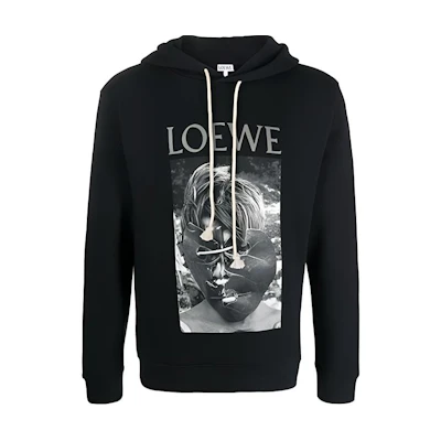 LOEWE Logo Mask Print Black Hoodie Casual Sweatshirt H6109730PC-1100