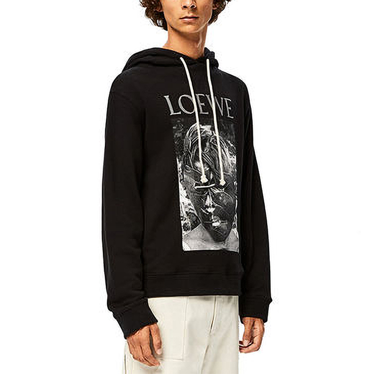 Details for LOEWE 標誌口罩印花黑色連帽休閒運動衫 H6109730PC-1100
