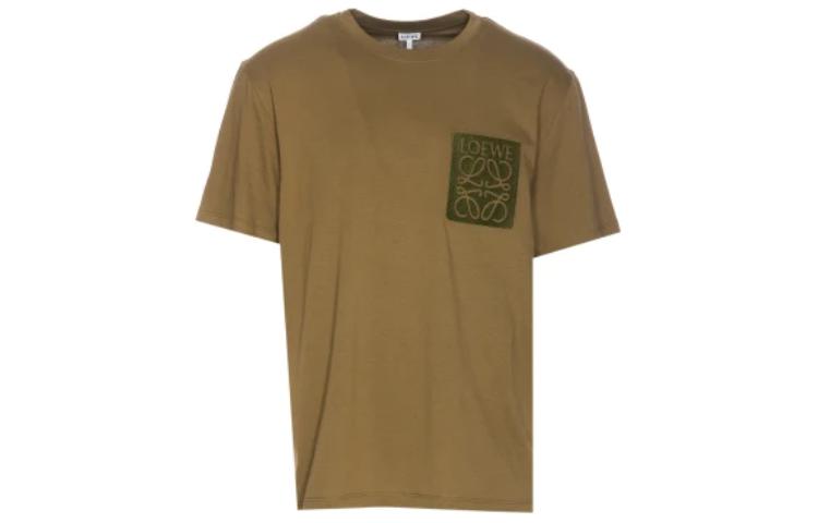 Order LOEWE Logo Print Crew Neck Short Sleeve T-Shirt Olive Green Mens. H526Y22XAT-4700