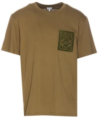 LOEWE Logo Print Crew Neck Short Sleeve T-Shirt Olive Green Mens. H526Y22XAT-4700 Order LOEWE Logo Print Crew Neck Short Sleeve T-Shirt Olive Green Mens. H526Y22XAT-4700