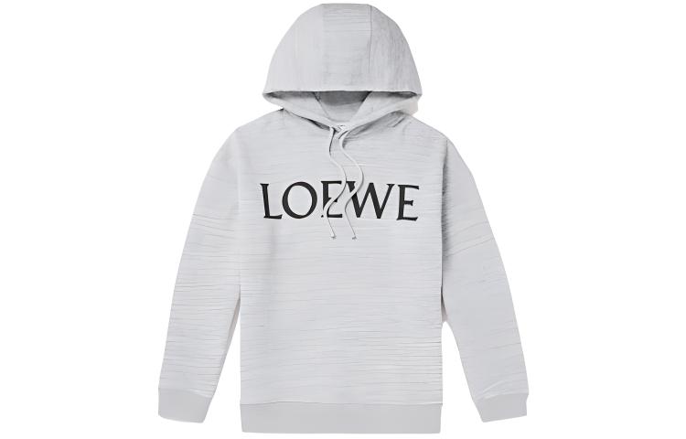 LOEWE Logo Print Loose-Fit Cotton Hoodie Light Grey H526Y25X36-1440