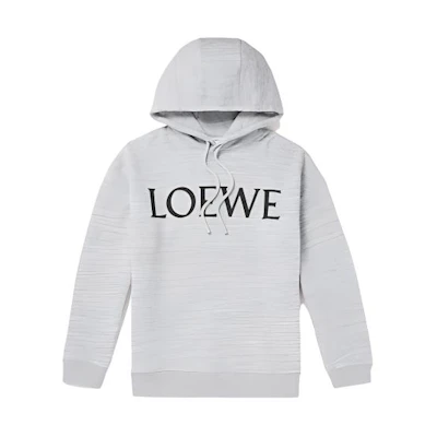 LOEWE Logo Print Loose-Fit Cotton Hoodie Light Grey H526Y25X36-1440