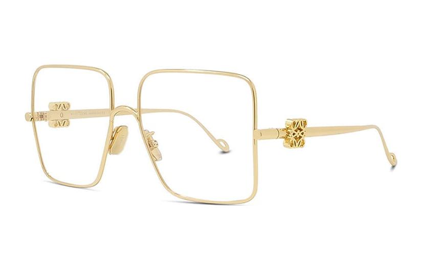 LOEWE Logo Square Optical Eyeglasses for Men - Gold. LW50038U