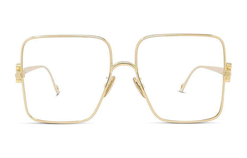 Lookbook 로에베 로고 스퀘어 광학 안경 남성용 - 골드. LW50038U