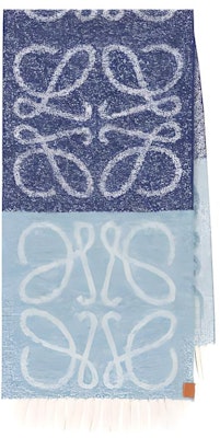 LOEWE 标志流苏羊毛围巾 蓝色 - 时尚配饰 F811257X795140 Buy LOEWE 标志流苏羊毛围巾 蓝色 - 时尚配饰 F811257X795140