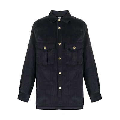 LOEWE Loose Fit Corduroy Long Sleeve Shirt Navy Blue H526Y05W07-5190