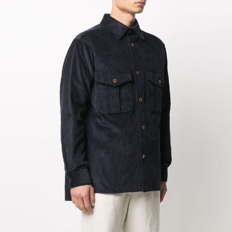 Lookbook 로에베 루즈핏 코듀로이 긴팔 셔츠 네이비 블루 H526Y05W07-5190