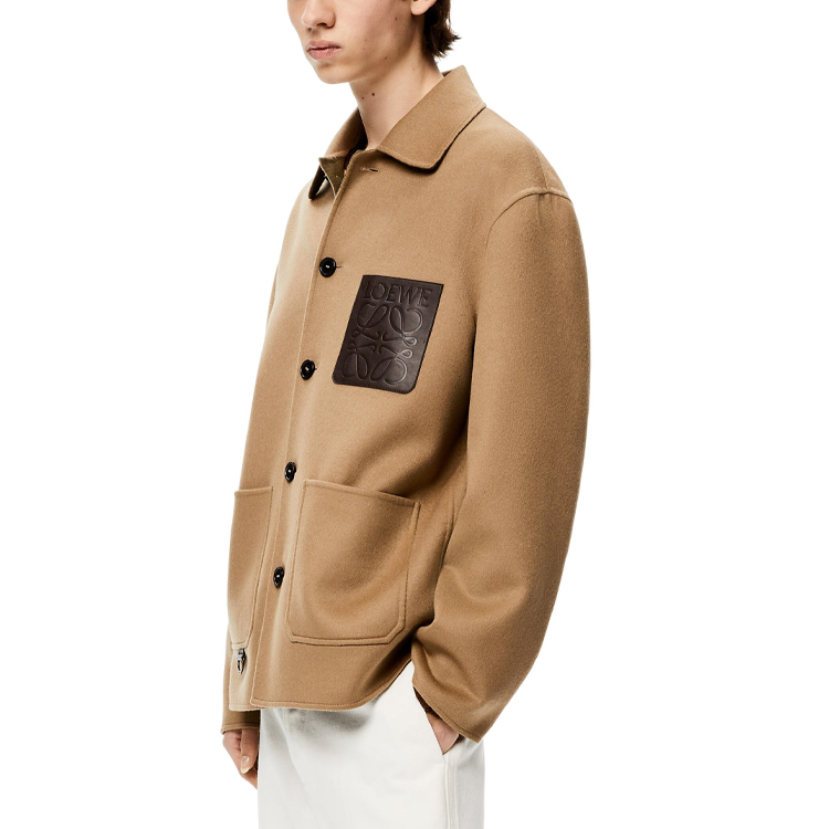 Shop ロエベ ルーズフィット ユーティリティジャケット ブラウン H526Y02W14-2277