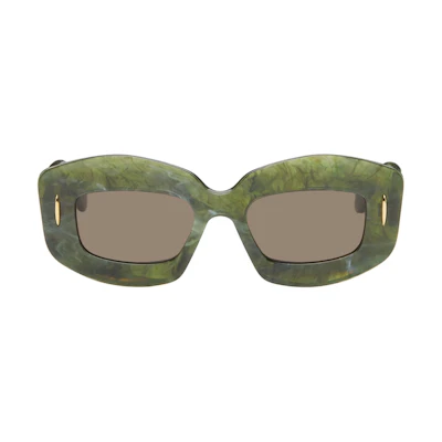 LOEWE Marble Detail Irregular Acetate Sunglasses Unisex Green 241677F005044