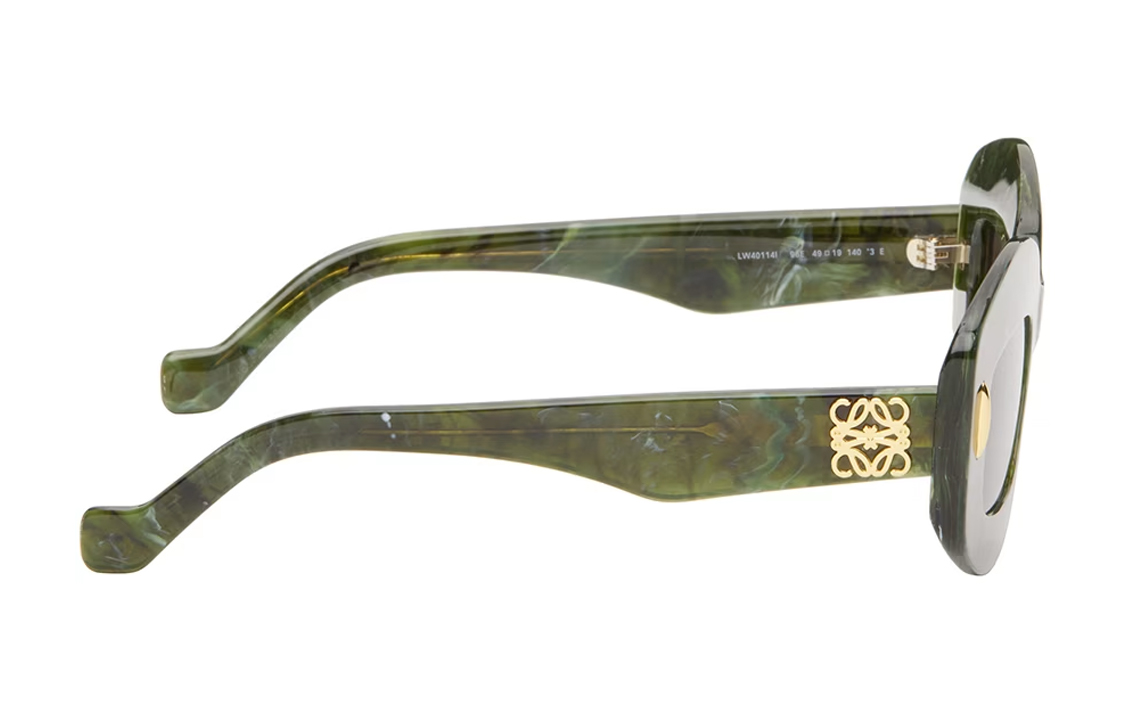 Lookbook Kacamata LOEWE Detail Marble Acetate Asimetris Unisex Hijau. 241677F005044
