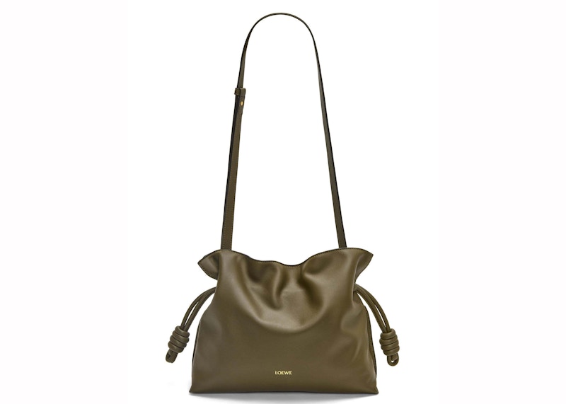 Order LOEWE Tas Medium Flamenco Kulit Nappa Hijau Khaki Tua
