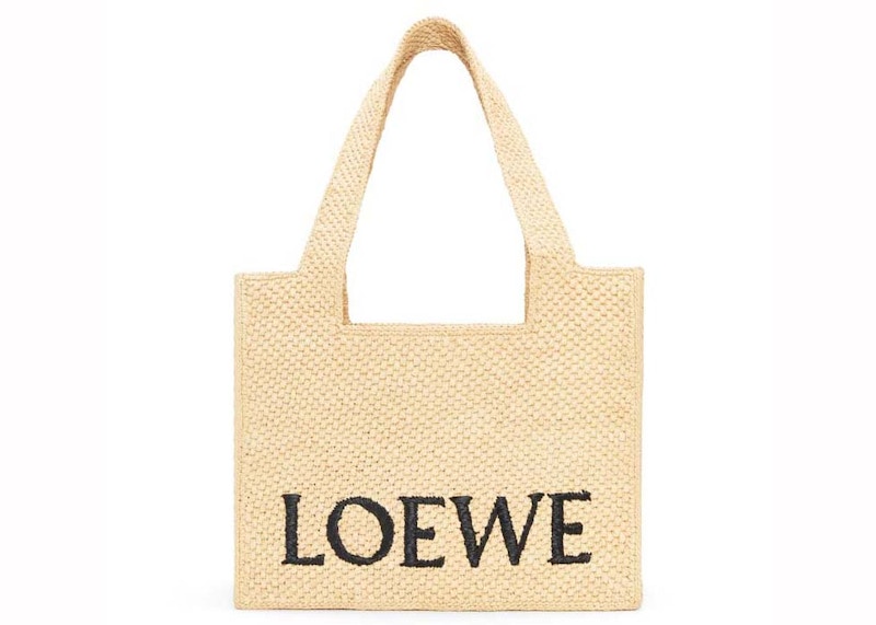 LOEWE Medium Font Tote In Raffia Natural