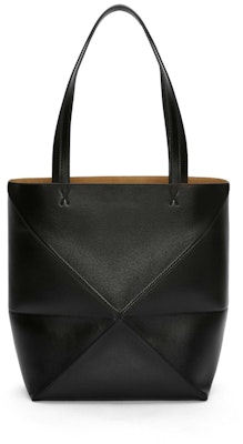 LOEWE Medium Puzzle Fold Tote in Shiny Calfskin Black Order LOEWE Medium Puzzle Fold Tote in Shiny Calfskin Black