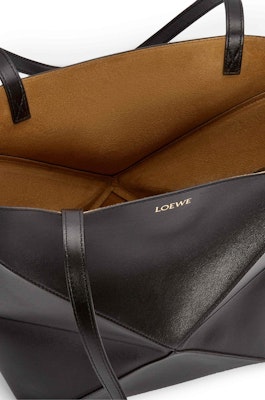 LOEWE Medium Puzzle Fold Tote in Shiny Calfskin Black Lookbook LOEWE Medium Puzzle Fold Tote in Shiny Calfskin Black