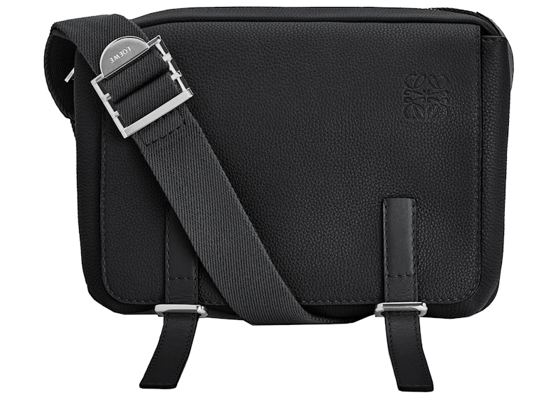 LOEWE Military Messenger Bag in Soft Grained Calfskin XS Black