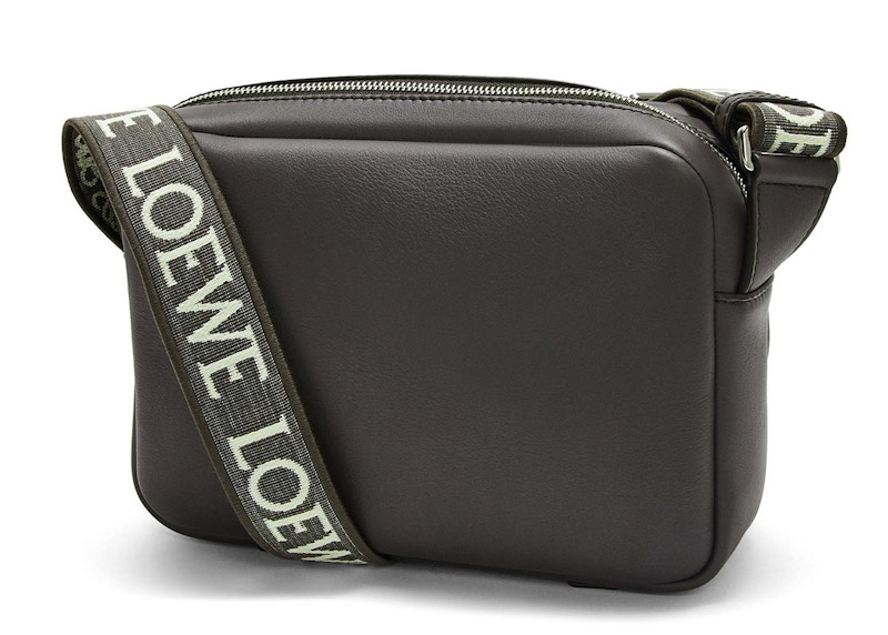 Order LOEWE 軍事風格柔軟小牛皮及提花XS深灰斜挎包