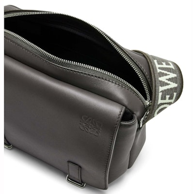 LOEWE Military Messenger Bag in Supple Smooth Calfskin and Jacquard XS Dark Grey Lookbook LOEWE Military Messenger Bag in Supple Smooth Calfskin and Jacquard XS Dark Grey