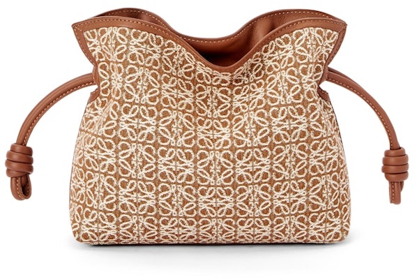 LOEWE Mini Flamenco Clutch in Anagram Jacquard and Calfskin Tan/Pecan Buy LOEWE Mini Flamenco Clutch in Anagram Jacquard and Calfskin Tan/Pecan