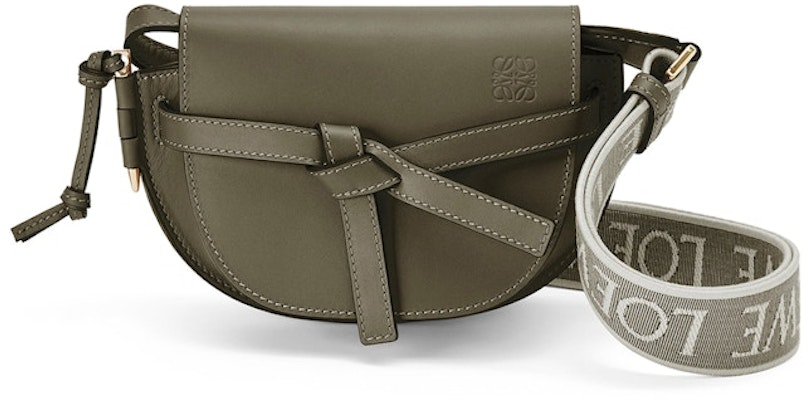 LOEWE Mini Gate Dual Bag in Soft Calfskin and Jacquard Autumn Green Buy LOEWE Mini Gate Dual Bag in Soft Calfskin and Jacquard Autumn Green