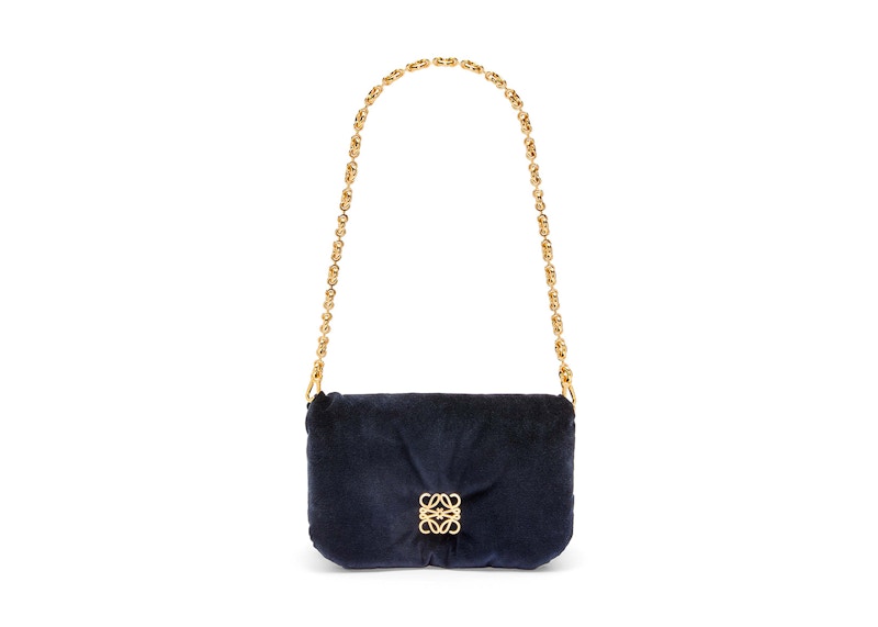 LOEWE Mini Puffer Goya Bag In Velvet Dark Blue