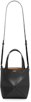 LOEWE Mini Puzzle Fold Tote in Shiny Calfskin Black LOEWE Mini Puzzle Fold Tote in Shiny Calfskin Black