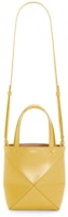 LOEWE Mini Puzzle Fold Tote in Shiny Calfskin Bright Ochre LOEWE Mini Puzzle Fold Tote in Shiny Calfskin Bright Ochre