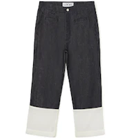 Order LOEWE Seluar Jeans Denim Navy Blue dengan Cuff Kontras Cotton. S2292112IB-5110