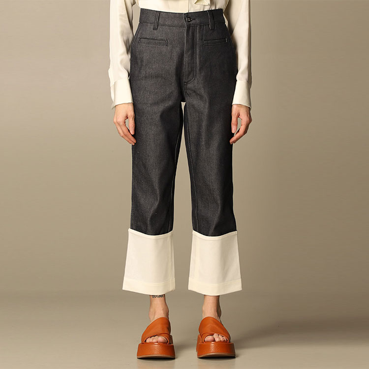 Lookbook 로에베 네이비 블루 코튼 컨트라스트 커프 데님 진즈 S2292112IB-5110