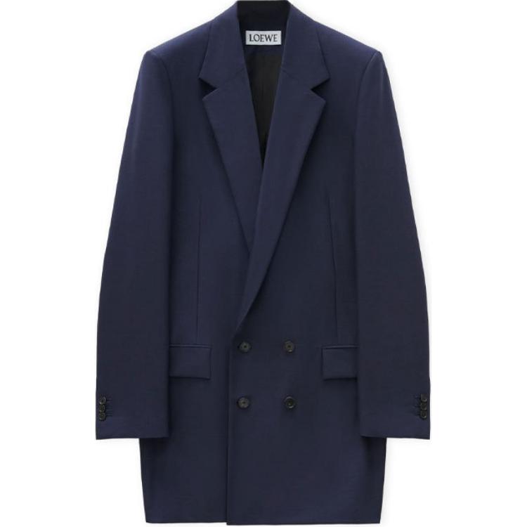LOEWE Navy Blue Double-Breasted Loose-Fit Jacket H526Y03WBJ-5110