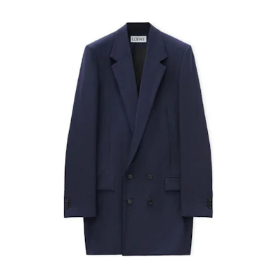 LOEWE Navy Blue Double-Breasted Loose-Fit Jacket H526Y03WBJ-5110