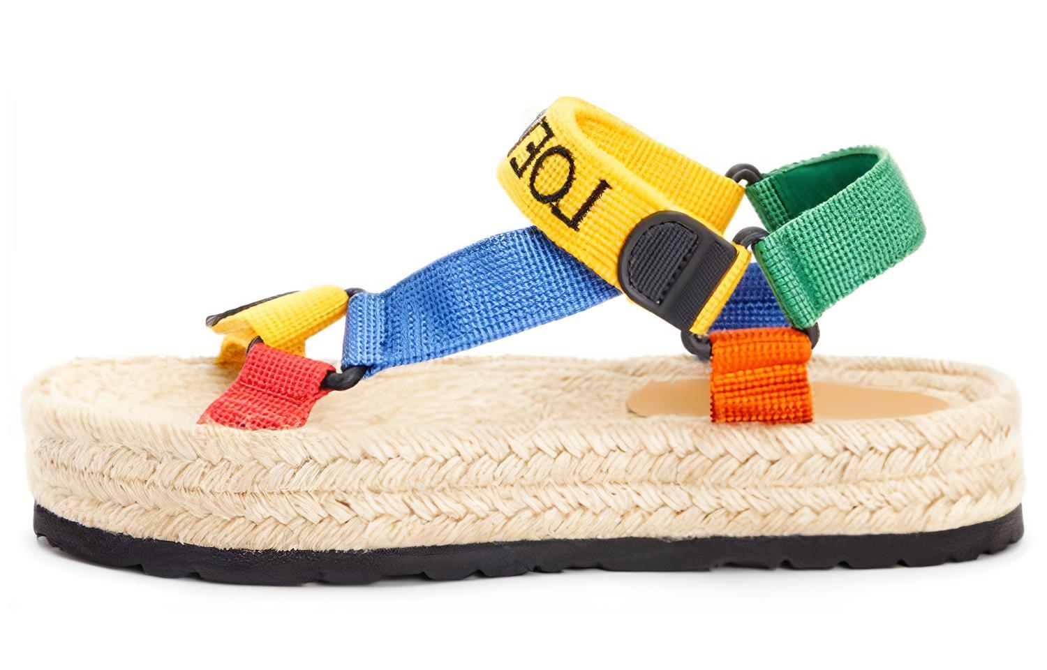 LOEWE Nylon Strap Slides 'Yellow Woven'