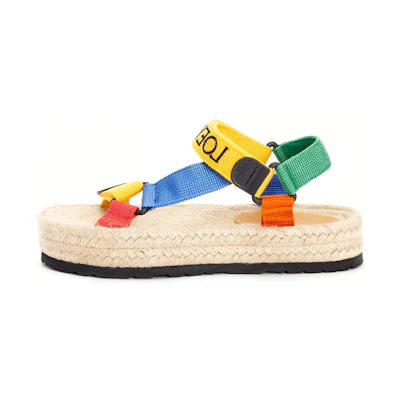 LOEWE Nylon Strap Slides 'Yellow Woven'