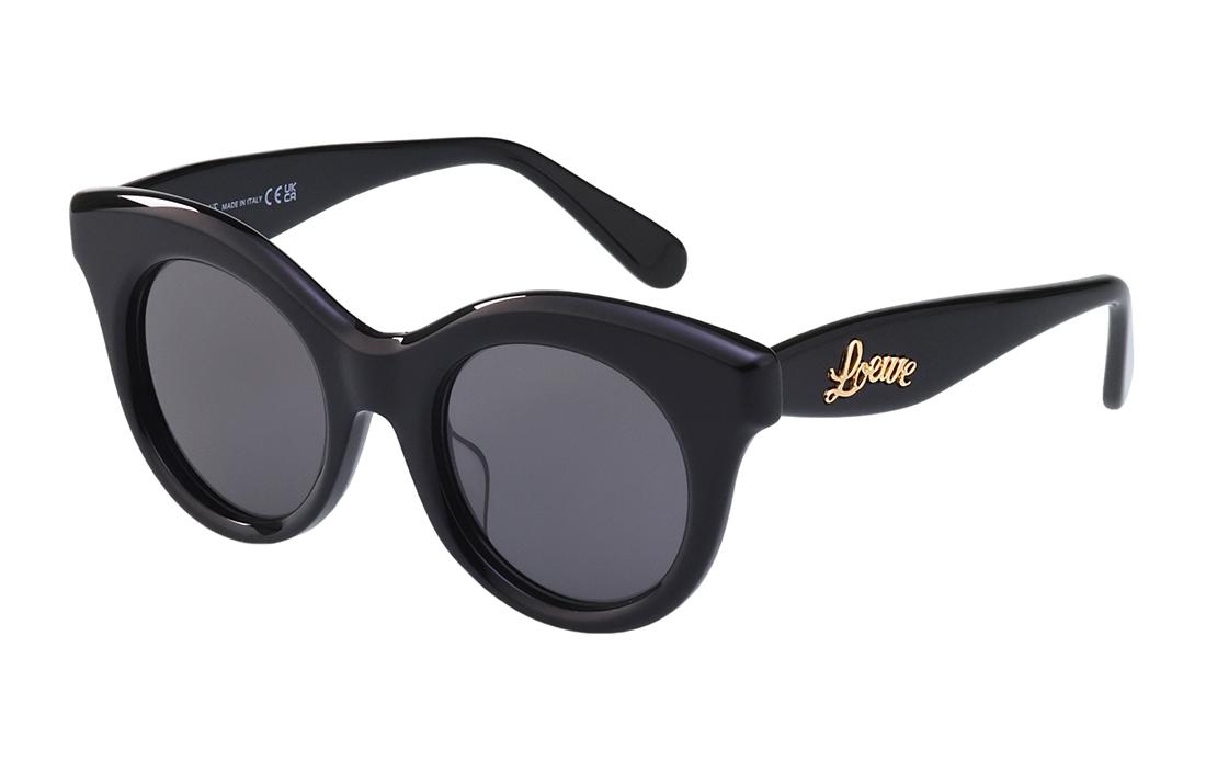 Lookbook LOEWE椭圆形黑色墨镜带logo，男女同款情侣款式。 LW40126F 01A