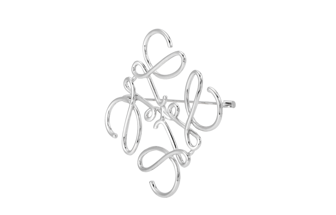 LOEWE Palladium Anagram Brass Brooch Unisex Couple Style - Silver. 111.25.020-9230 0 圖 2